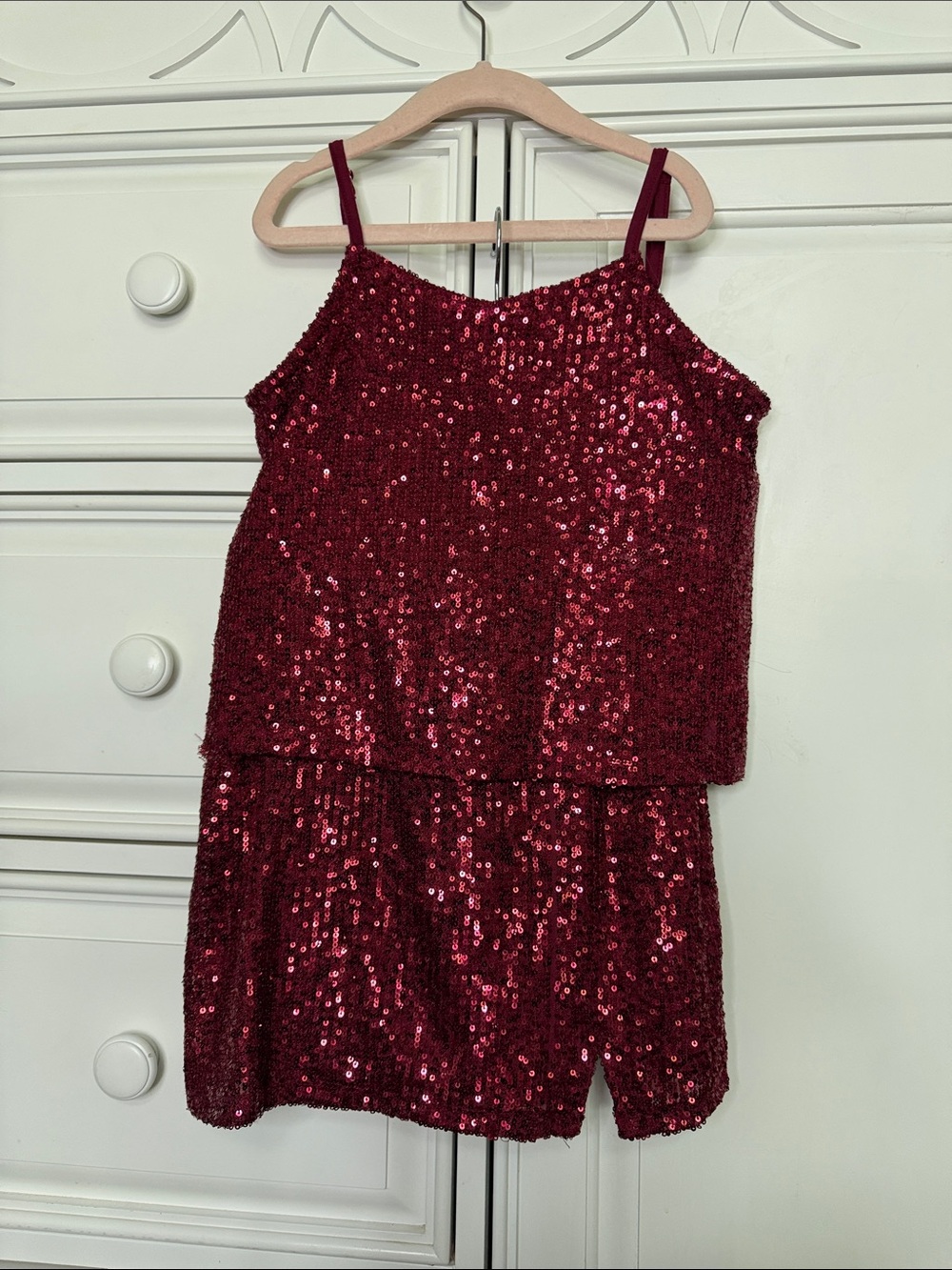 Eyeshadow Girls Red Sequin Top & Mini Skirt Set